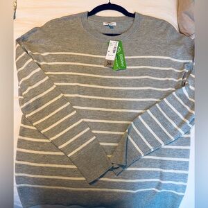 Reitmans Heather Gray and Cream Striped Sweater